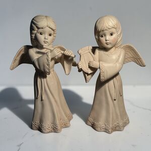 Vintage Hand Painted 12-inch Statues Ceramic Angels